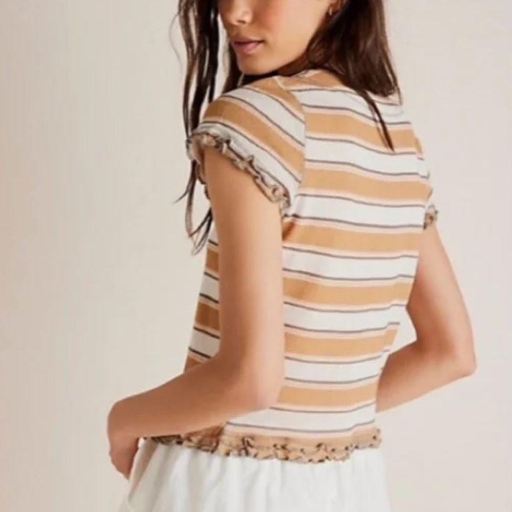 Free People Garner Tee XS Striped NWOT NEW Short Sleeve - Picture 3 of 6